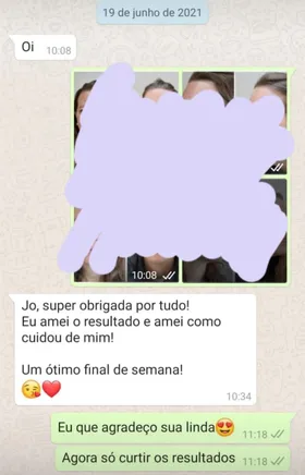 Mensagem de agradecimento da paciente Juliana
